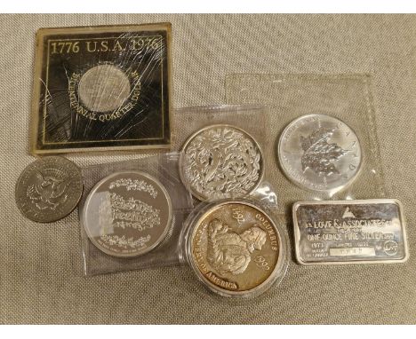 Group of USA/American Silver Proof Coins + a Quarter and Half Dollar - 163g