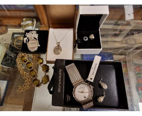 Collection of Jewellery inc 925 Silver Locket Bracelets, Pandora 'Mum' charm etc, plus a Skagen watch - all as pictured