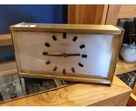 German-Made Kienzle International Brass Cased Mantel Clock - 21cm x 12.5cm x 6.5cm