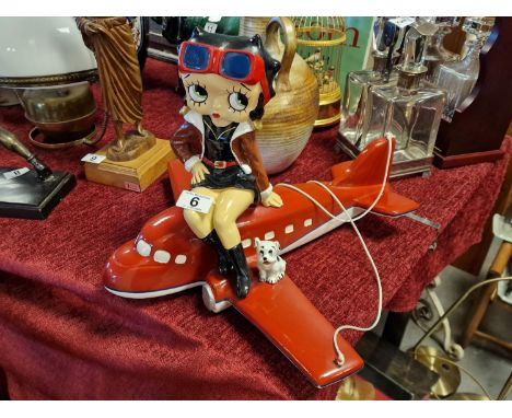 Aviator Betty Boop and Pudgy Hanging Aeroplane Model - L approx 46cm, W approx 50cm, H approx 30cm