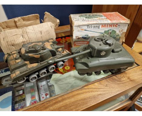 Pair of Tin-Plate Army Tank Toys, from Triang and Marx