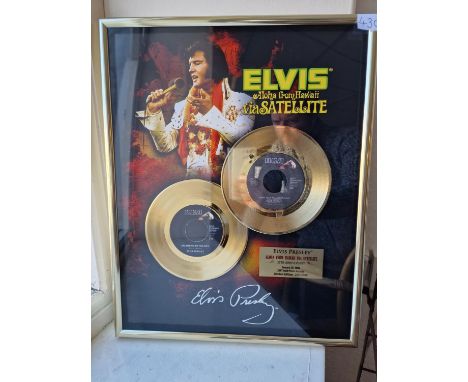 Graceland Retail (USA) Bought Framed Elvis Presley Commemorative Limited Edition 24ct Gold-Plated Twin Single Vinyl Record Di