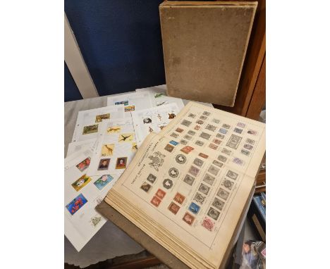 German 1950's Stamp Collection Book, including Penny Blue, red and Penny Black Stamps, plus American, Canada Rare Stamps and 