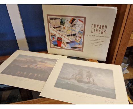 Six-Part 150th Anniversary Vintage Print Set for the Ocean Liner Cunard Line - Maritime/Ship Interest 