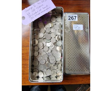 1kg of British Sixpence Coins inc minimum 20 pre-1947 Silver examples