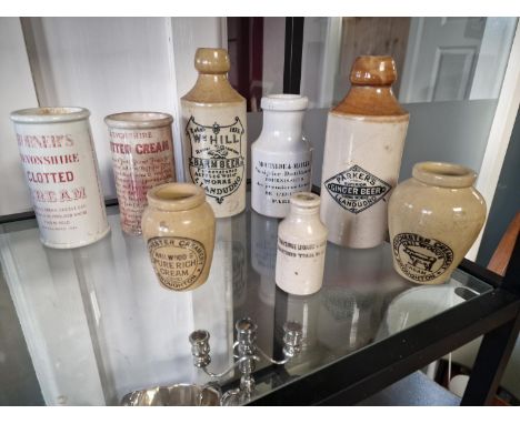 Collection of Antique Ceramic/Pottery Bottles w/local and British Advertising