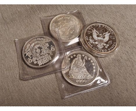 Group of Four USA/American Silver Fine Silver 999 Coins - weight 125g