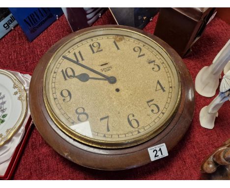 Smith 8 Day Railway Fusee Clock with Wall Mounting - diameter 40cm, mechanism 24cm x 23cm x 6.5cm