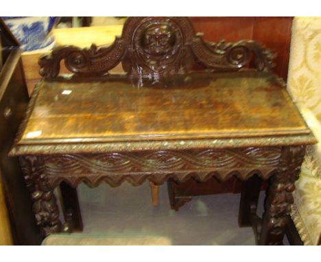 Victorian carved oak console table