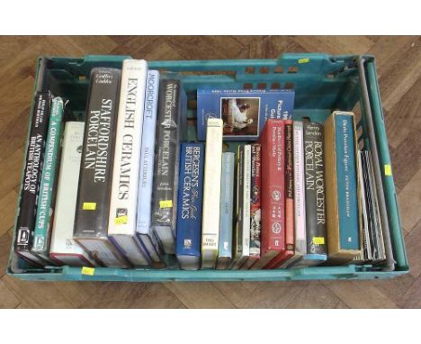 Box of Antique Reference Books mostly relating to pottery and porcelain including works on Moorcroft, Derby Worcester etc Con