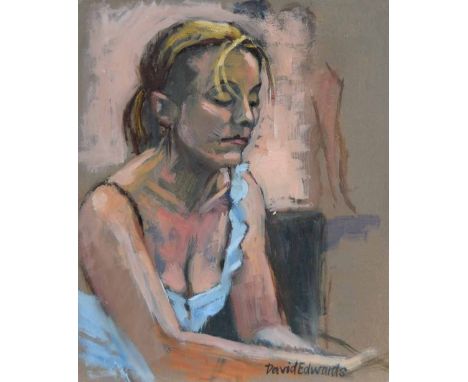 David Edwards, 20th century,  Three portrait studies, each signed, oil on board, unframed, various sizes 30.5 x 25.5cm.; 12 x