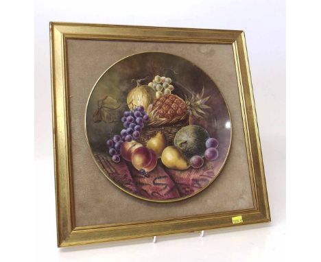 James Skerrett (formally Royal Worcester artist) framed fallen fruit plaque Condition report: see terms and conditions