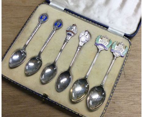 STUART DEVLIN: A set of six silver and enamel spoons commemorating The Jubilee and Coronation of Queen Elizabeth II. London 1
