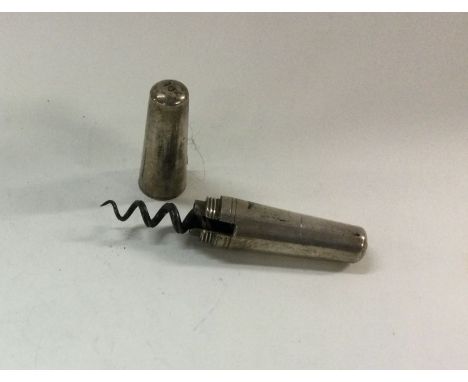 A silver travelling corkscrew. By HR. Approx. 48 grams. Est. £30 - £40.