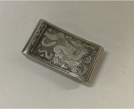 A good quality George III silver snuff box of shaped form engraved with animals. Birmingham 1807. By Wardell &amp; Kempson. A