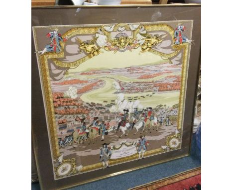 An old framed and glazed picture together with a mirror.