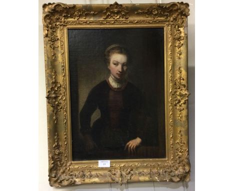 A gilt framed oil on canvas portrait of a lady. Signed to reverse: 'Captain Pringle'.