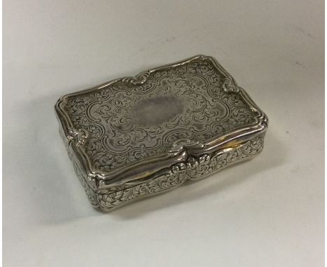 A heavy cast silver snuff box. Birmingham 1848. By Nathaniel Mills. Approx. 172 grams. Est. £400 - £500.