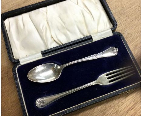 A Victorian silver fork and spoon with chased decoration. Sheffield 1899. By James Deakin &amp; Sons. Approx. 36 grams. Est. 