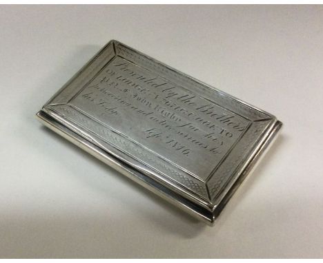 MASONIC: A Victorian silver snuff box. Birmingham 1839. By Edward Smith. Approx. 80 grams. Est. £150 - £180.