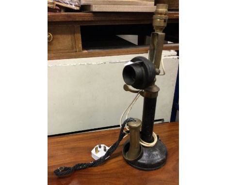 An old stick telephone.