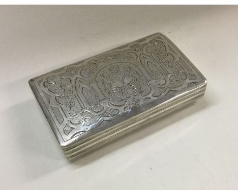A 19th Century Dutch silver snuff box with hinged lid. Approx. 140 grams. Est. £50 - £80.