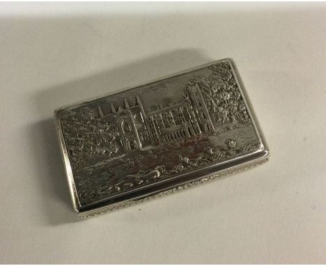 OF ROYAL INTEREST: A William IV castle top silver snuff box depicting Windsor Castle. Birmingham 1837. By Nathaniel Mills. Ap