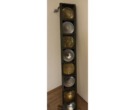 Mid 20th C eight light stage lighting baton, manufactured by Strand Electric (length 185cm) 