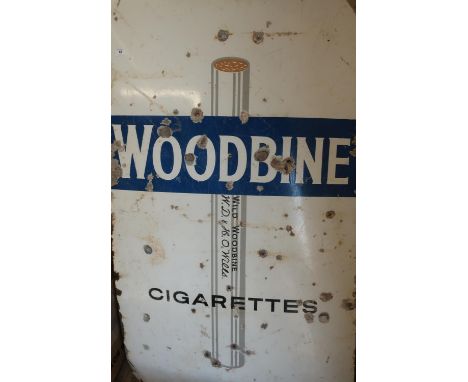 Extremely large enamel Woodbine Cigarettes advertising sign (91cm x 154cm) 