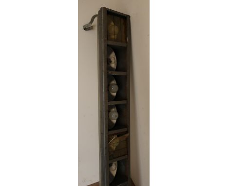 Mid 20th C eight light stage lighting baton manufactured by Strand Electric (length 185cm) 