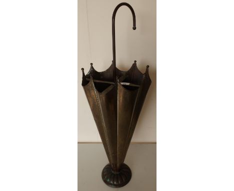 Unusual early-mid 20th C copper umbrella and stick stand in the form of an umbrella (height 75cm) 