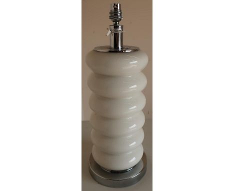 Modern design chrome and white glass ribbed table lamp 