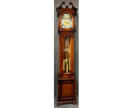 A 20th C three weight long case clock, H. 201cm.