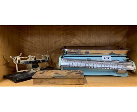 Two vintage scales and weights.