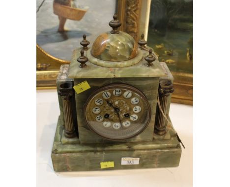 Early 20th century marble mantle clock with gilt and enamelled face