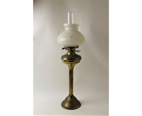 Vintage column oil lamp with shade and chimney