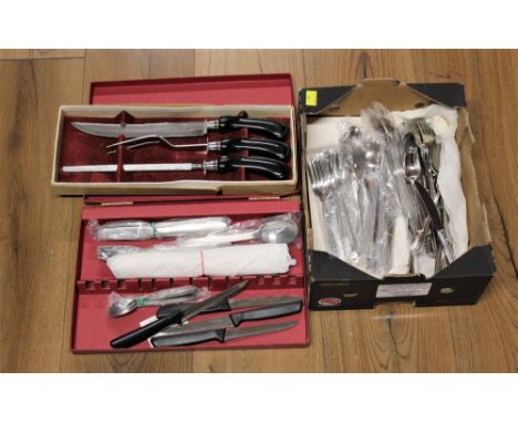 Mixed selection of cutlery, carving sets -This bladed product is not for sale to people under the age of 18. By bidding on th