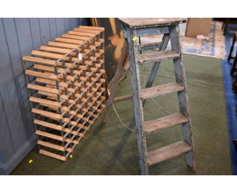 Wine rack, 80 cm x 80 cm, and rustic step ladder 