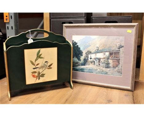 Magazine rack and Heaton Cooper farm building print 