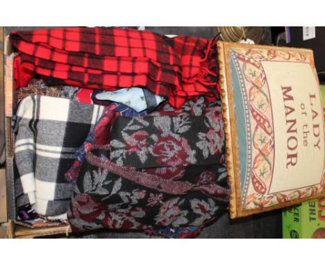 Collection of scarves and tapestry topped footstool