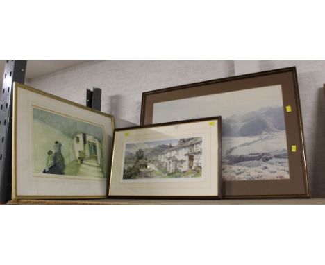 Lake District print, William Russell Flint signed print and limited edition Judy Boyes picture "The Farmyard at High Birk How