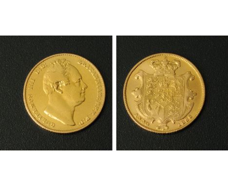 William IV, sovereign, 1836, bare head (R), Rev. crowned shield, F (see illustration).
