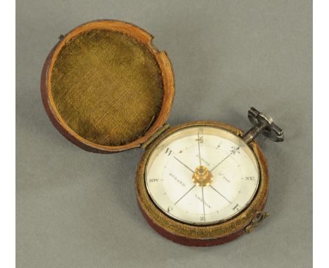 A George III pocket compass, by Robert Bancks, the plated body with enamelled dial inscribed "Bancks No. 440 Strand, London" 