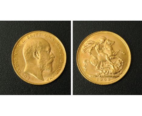 Edward VII, sovereign, Perth Mint, 1902, bare head R, Rev. St. George & The Dragon, F-VF (see illustration). 