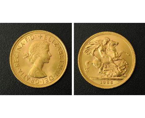 Elizabeth II, sovereign, 1965, young head R, Rev. St. George & The Dragon, EF.