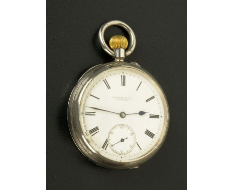 Military Interest - A silver cased open face pocket watch, retailed by Walter & Co,, Wantage, with enamel dial and subsidiary