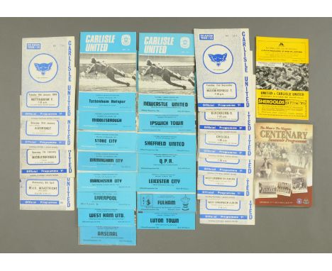 A collection of Carlisle United programmes, including Home First Division 1974-75 (15), ten 1969-70 cup run programmes and a 