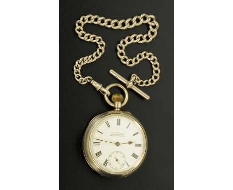 A gentleman's open face pocket watch, in silver case, Birmingham 1901, the enamel dial with Roman numerals, printed for "H. S