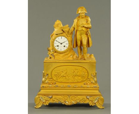 A French gilt bronze and silvered mantle clock, 19th century, with eight day chiming movement by Henri Marc, Paris, surmounte