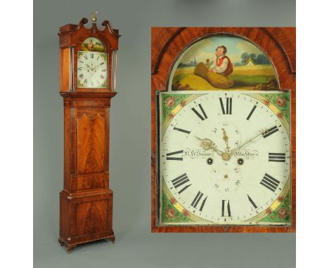 An early 19th century mahogany longcase clock, by Sagar, Blackburn, with two-train striking movement. Height 243 cm including